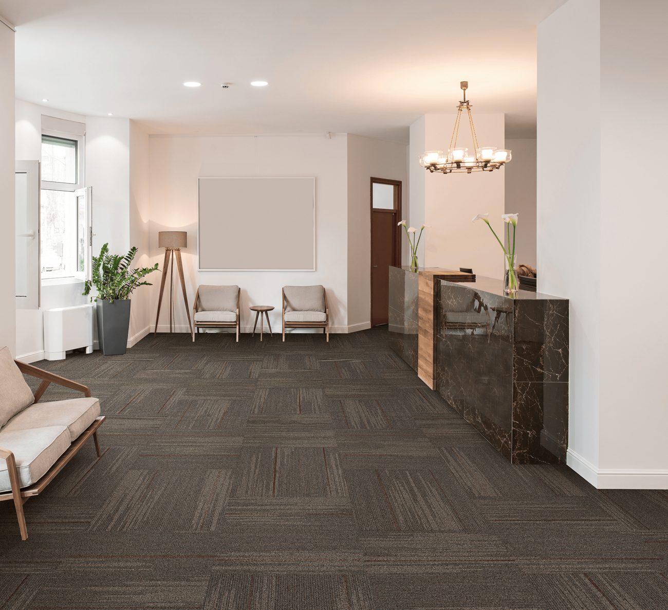 City Squares Albany 7518-R carpet tile in an upscale commercial lobby