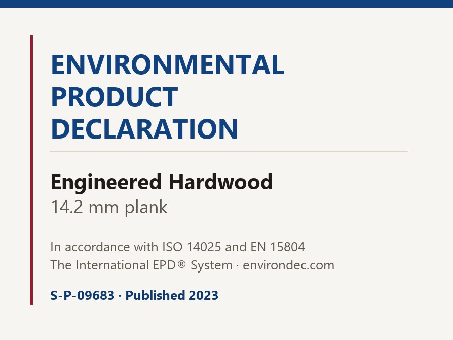 Cover page of the Engineered Hardwood — 14.2 mm plank Environmental Product Declaration