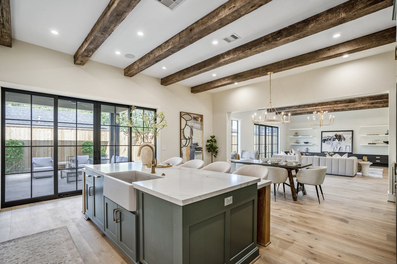 Open-concept living space with Bora Bora European oak flooring